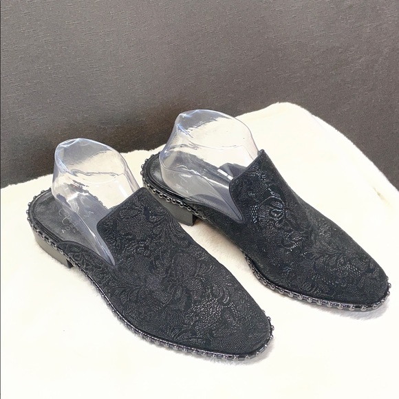 Adrianna Papell Black Embroidered Loafers